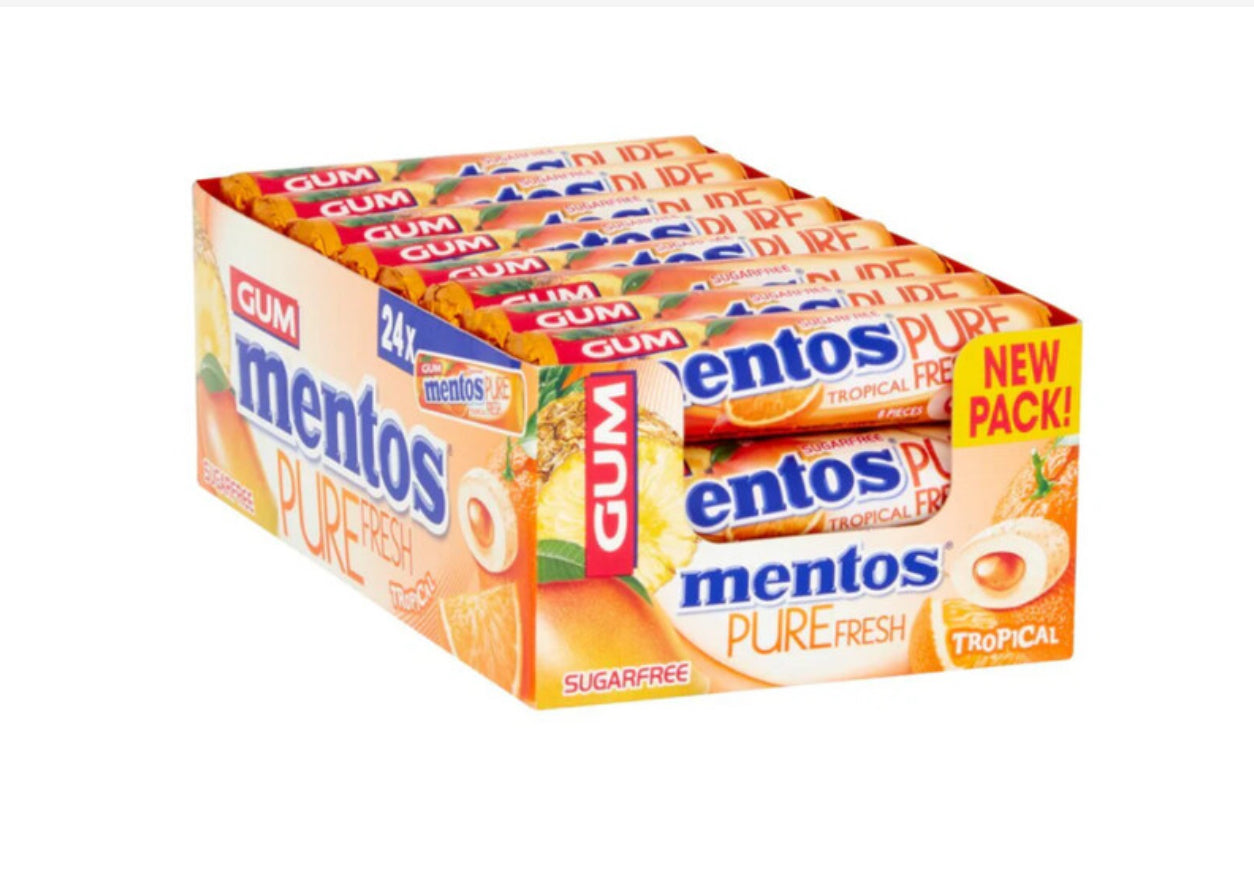 🍬 Mentos Pure Fresh Tropical – Chewing-gum sans sucre Lot de 5 pièces